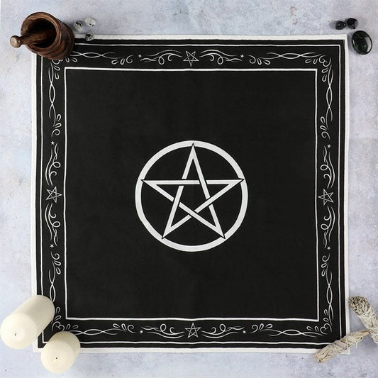 Pentagram Altar Cloth, Tarot Cloth, Cotton Wall Hanging, Black Magic, Witch, Wiccan, Pagan, 70x70cm