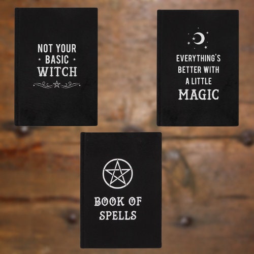Choice of three A5 notebooks, 'Not your basic witch', Book of spells', 'Everything's better with a little magic'